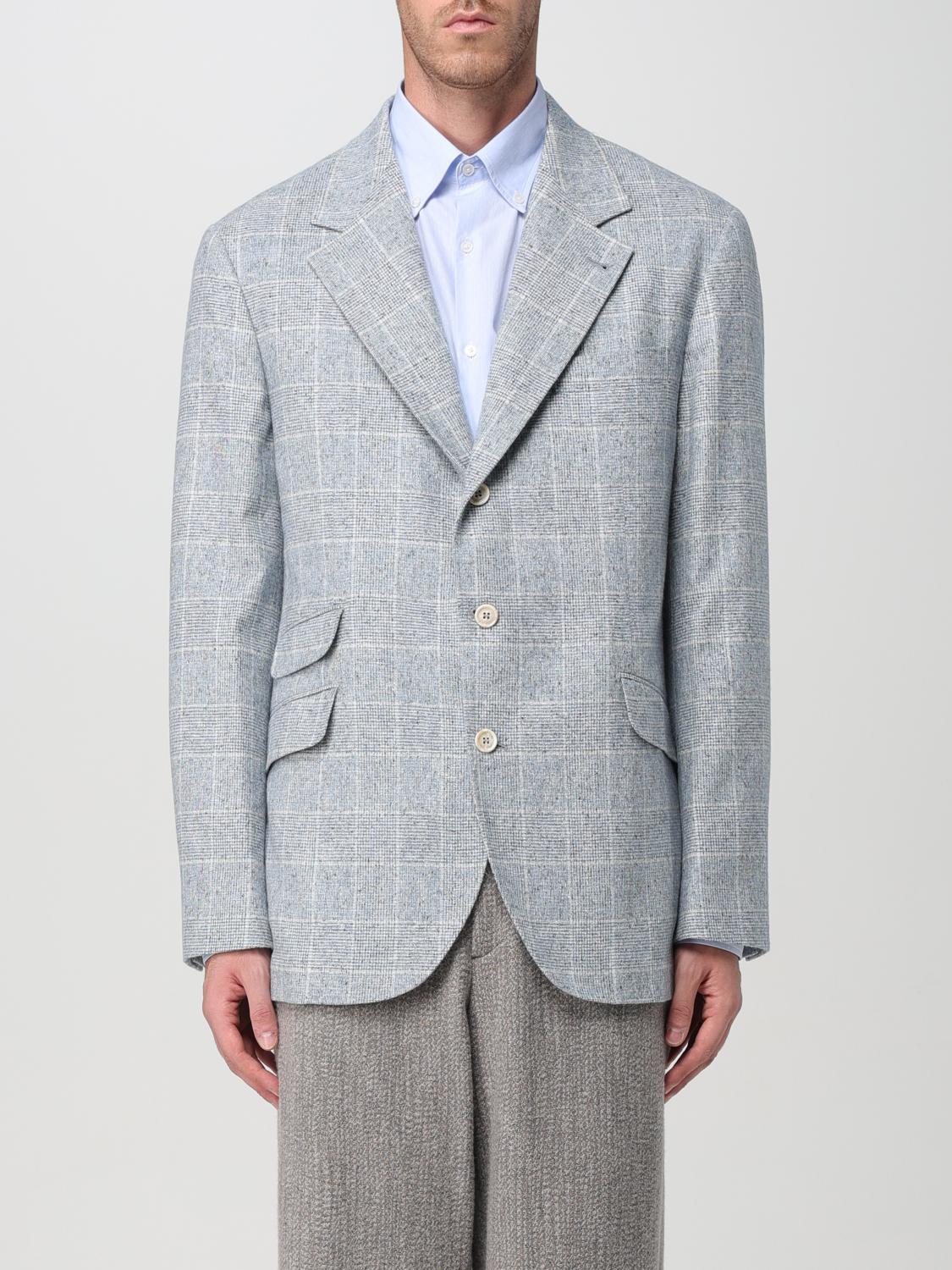 Shop Brunello Cucinelli Blazer  Men Color Sky Blue In Hellblau