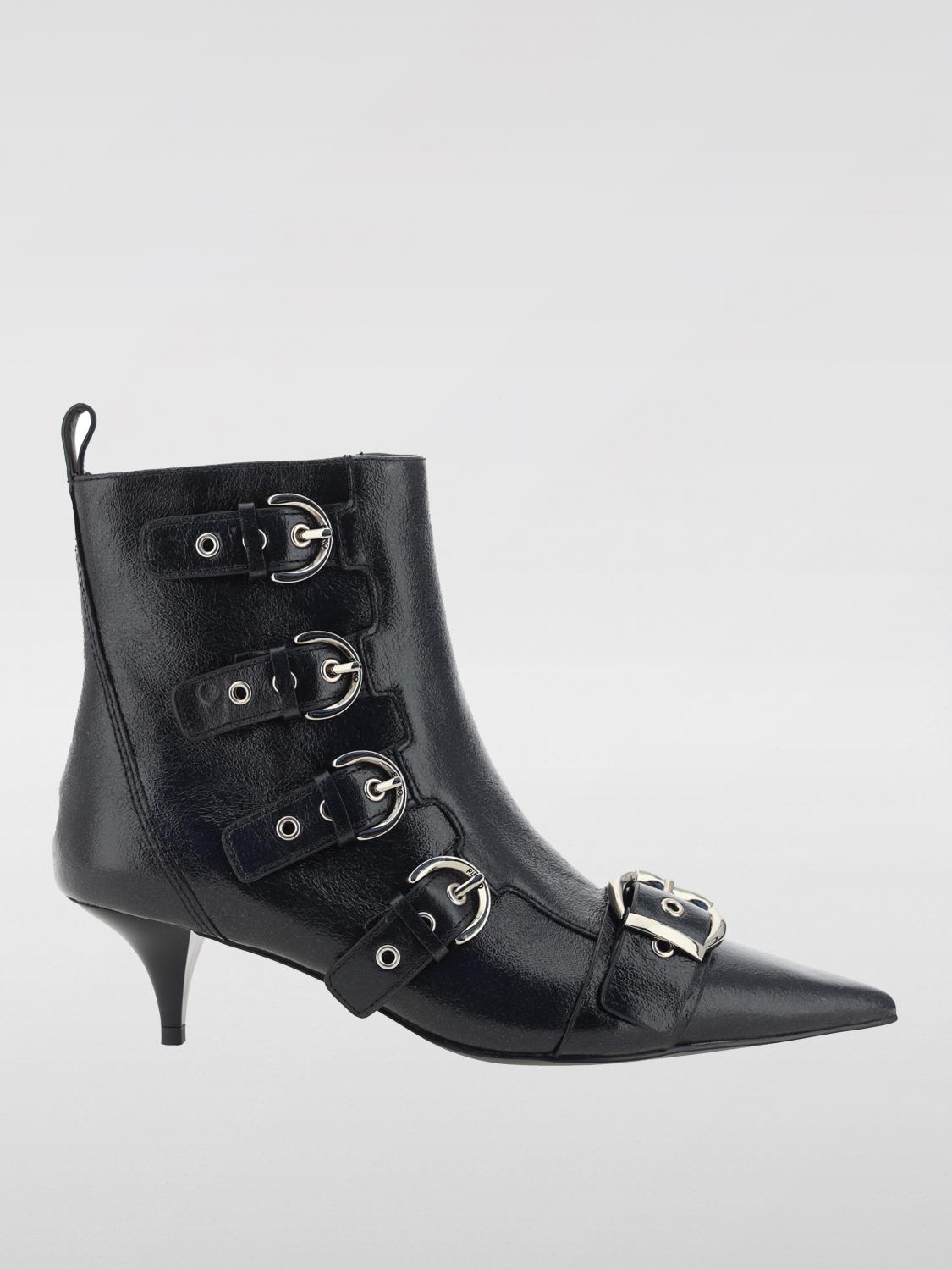 Shop Pinko Flat Ankle Boots  Woman Color Black In Schwarz