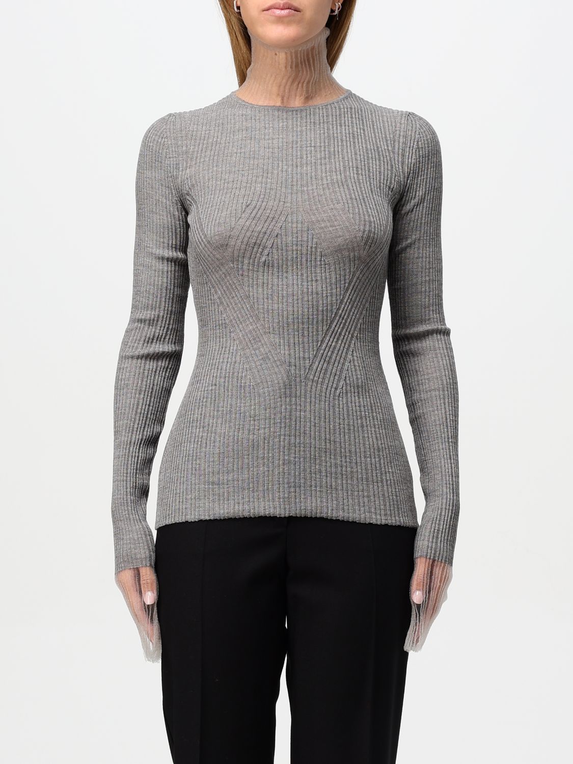 Shop Sportmax Sweater  Woman Color Grey In Grau