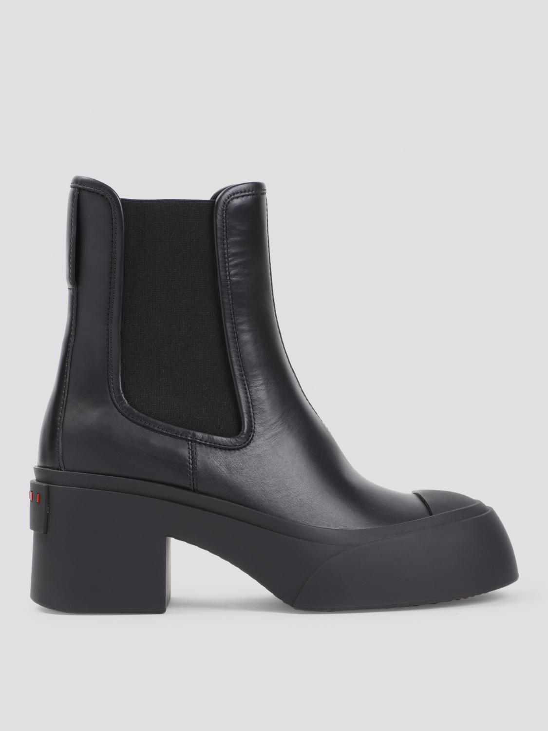 Shop Marni Flat Ankle Boots  Woman Color Black In Schwarz