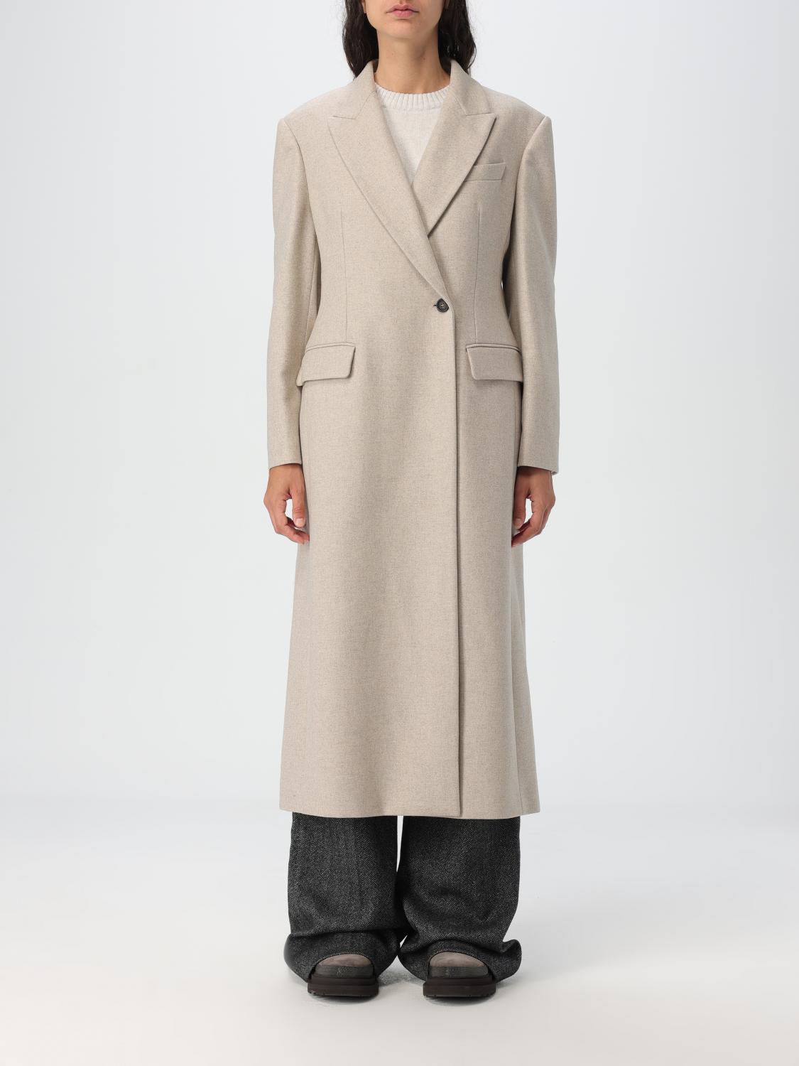 Shop Brunello Cucinelli Coat  Woman Color Beige