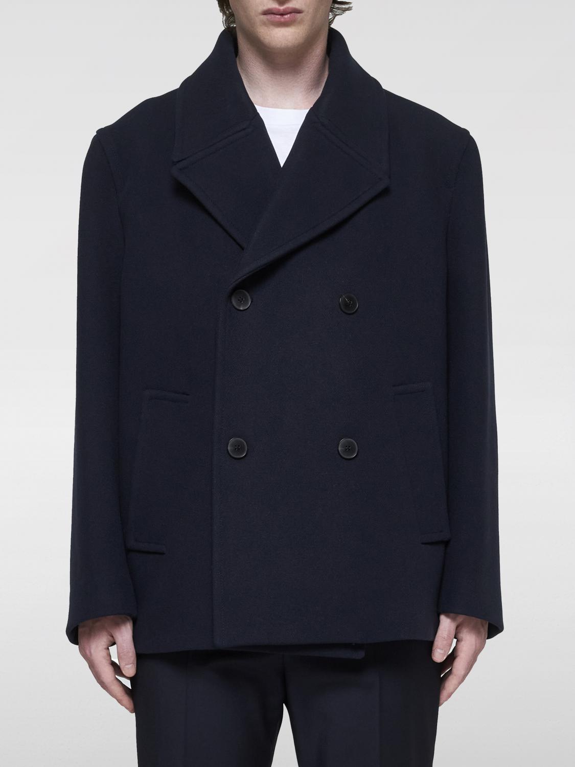 Shop Valentino Coat  Men Color Blue In Blau