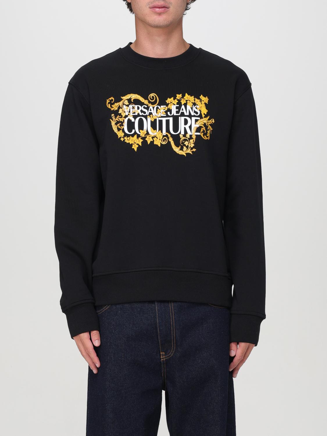 【VERSACE】Across logo print sweatshirt / 1001377 1A01015 Versace Jeans Couture Logo Print Sweatshirt In Black | ModeSens