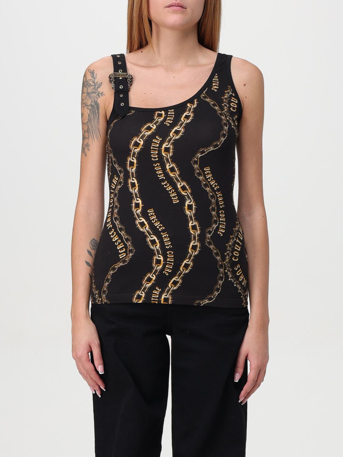 Shop Versace Jeans Couture Top Woman Color Black In 黑色