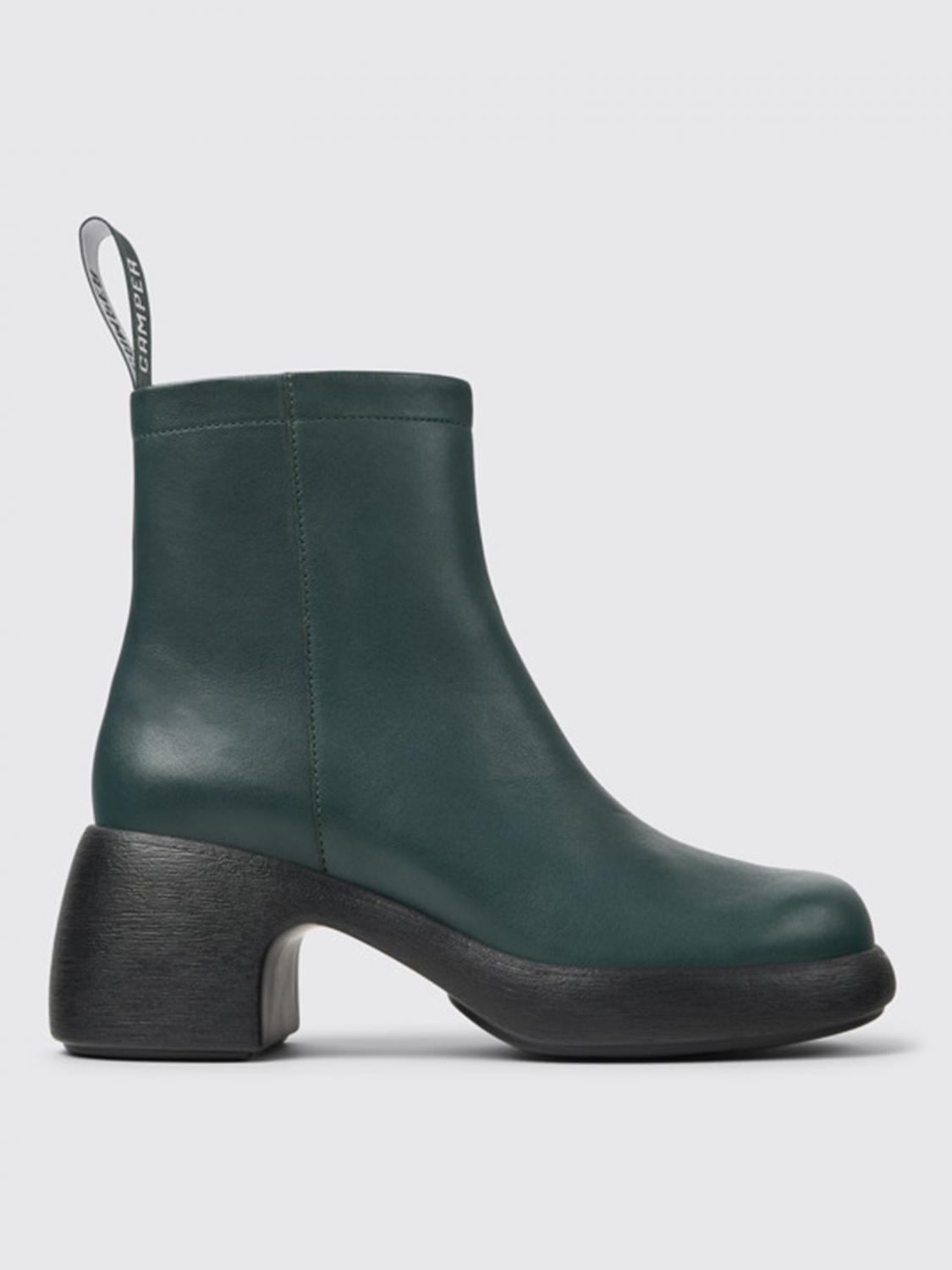 Shop Camper Flat Ankle Boots  Woman Color Green In Grün