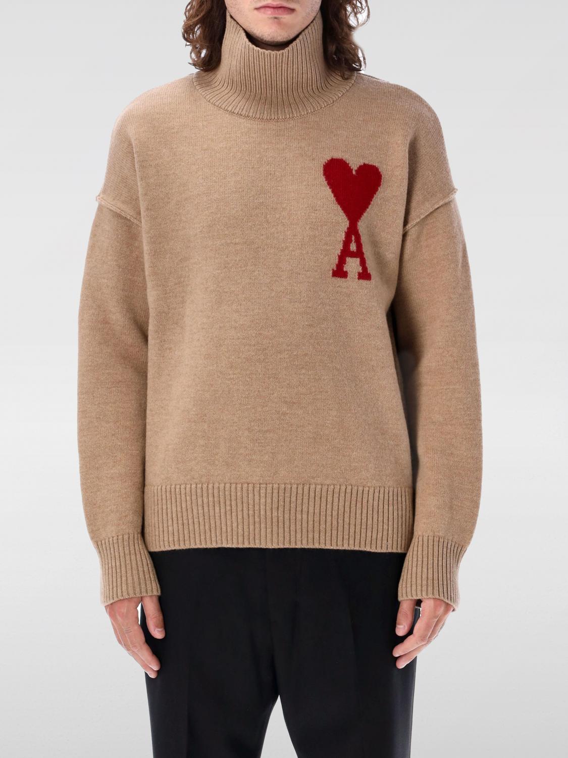 Shop Ami Alexandre Mattiussi Sweater Ami Paris Men Color Camel