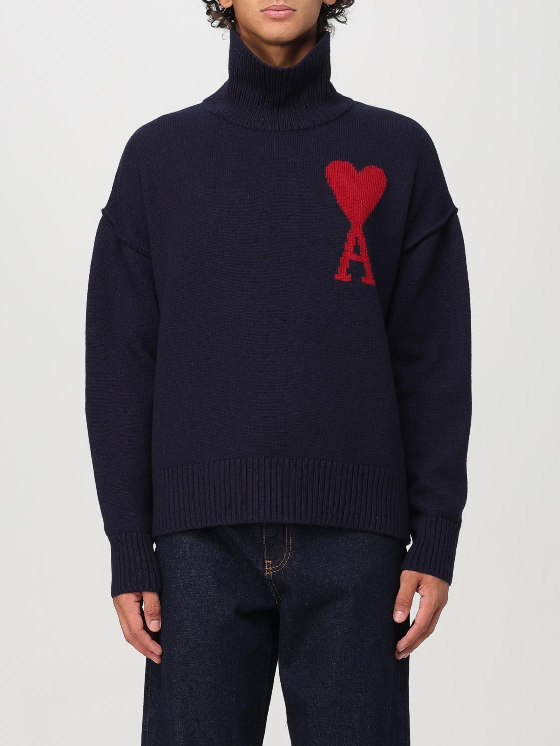 Shop Ami Alexandre Mattiussi Sweater Ami Paris Men Color Navy