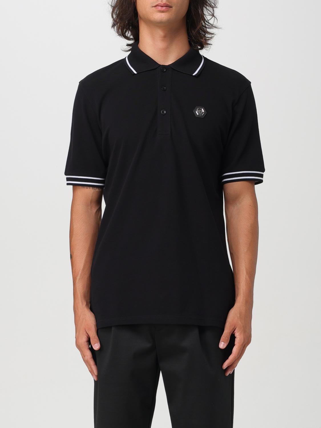 Shop Philipp Plein Polo Shirt  Men Color Black In Schwarz