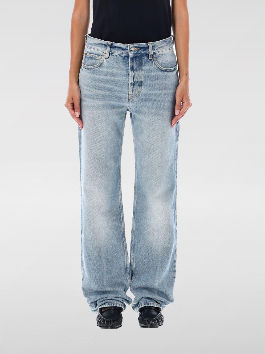 Shop Saint Laurent Jeans  Woman Color Gnawed Blue In Hellblau