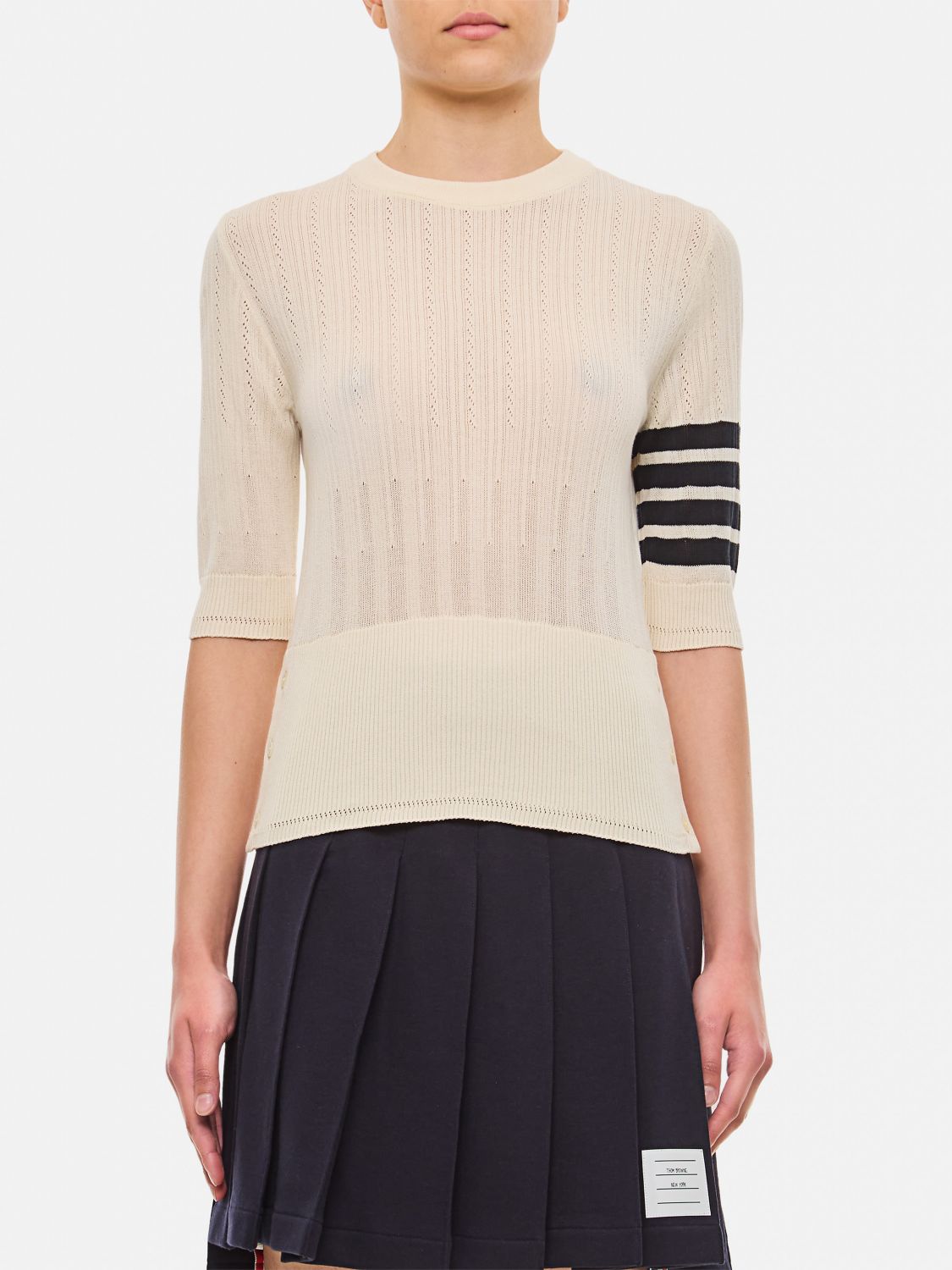 Shop Thom Browne Sweater  Woman Color White In Weiss