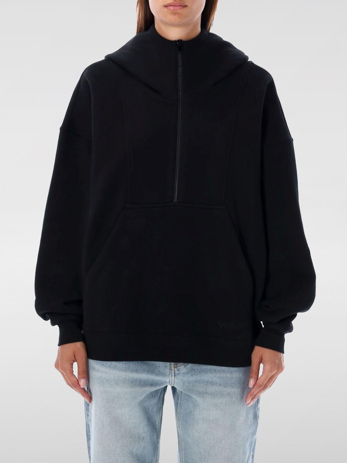 Shop Saint Laurent Sweatshirt  Woman Color Black In Schwarz