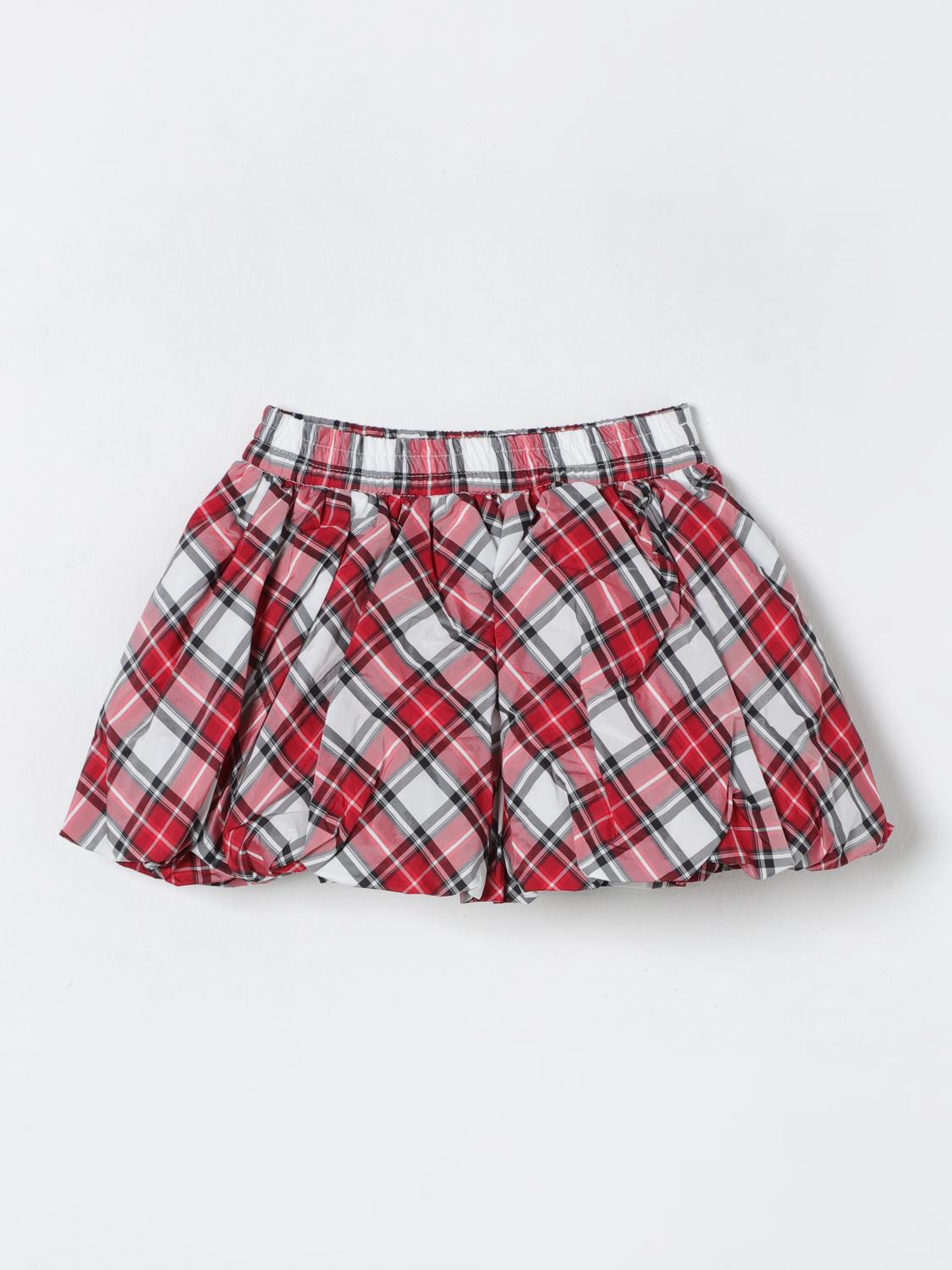 Monnalisa Tartan Taffeta Skirt In Red