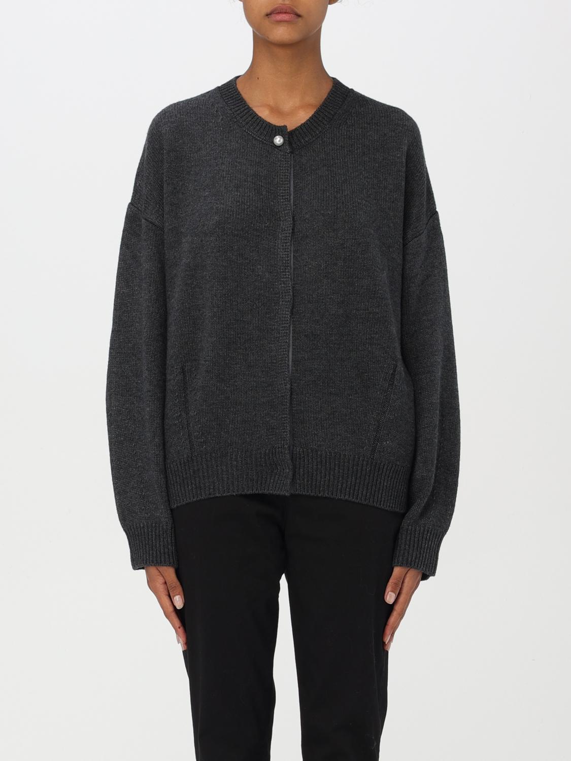 Liu •jo Crew-neck Cardigan In Charcoal
