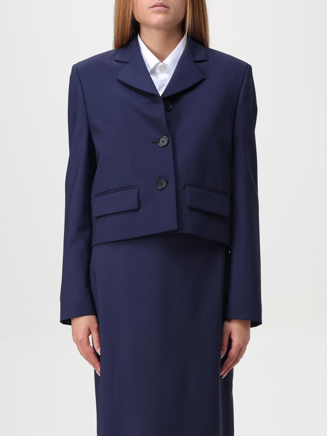 Msgm Jacket Woman Color Blue In Blau