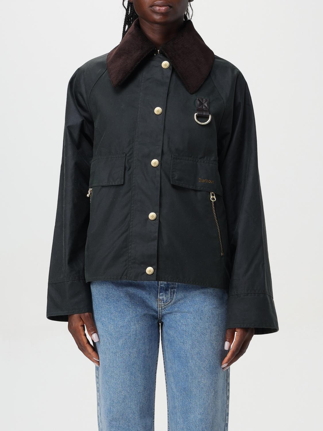Barbour Oversized Jacket With Corduroy Collar In Grün