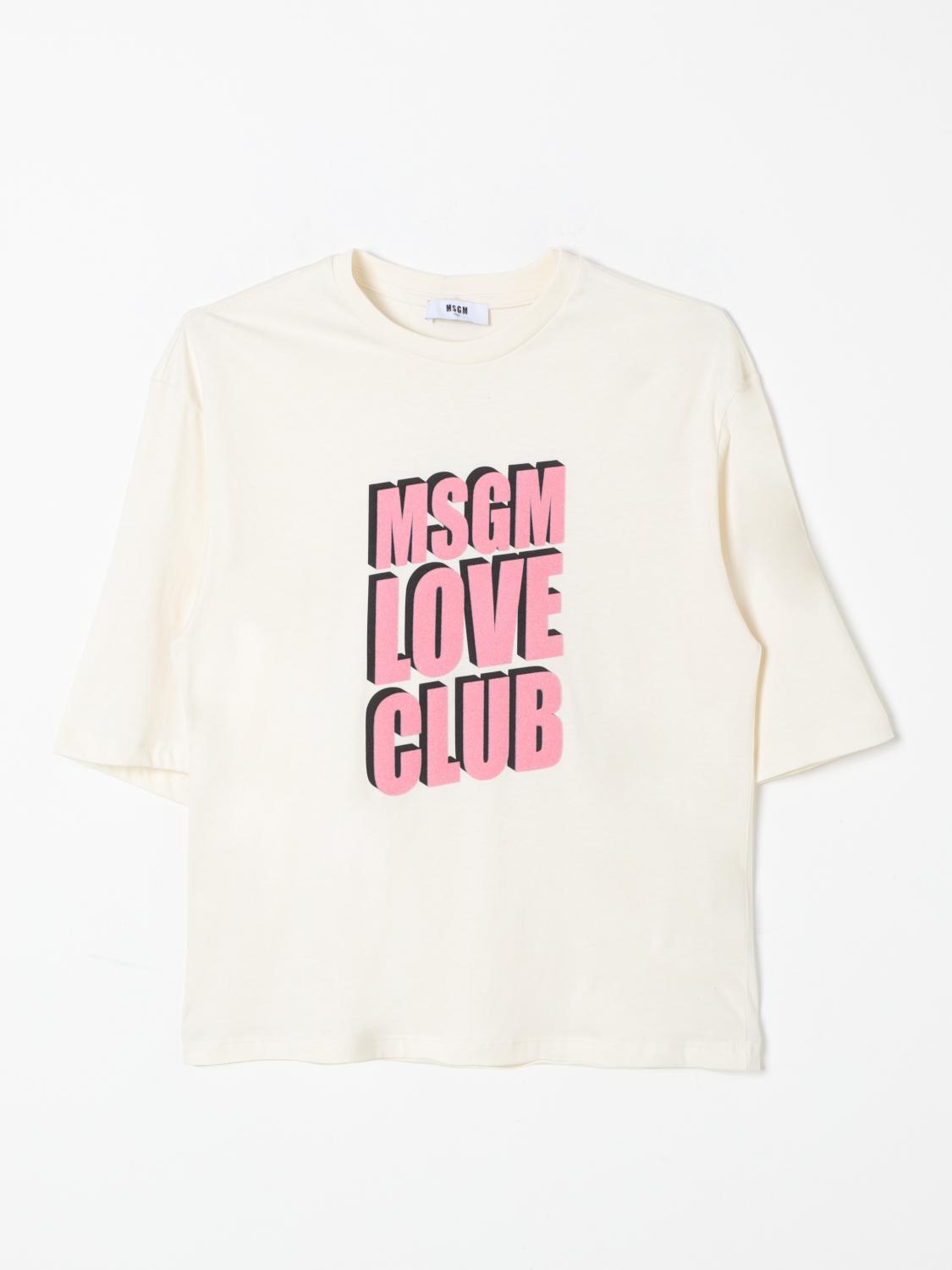 Shop Msgm T-shirt Kids Kids Color Cream