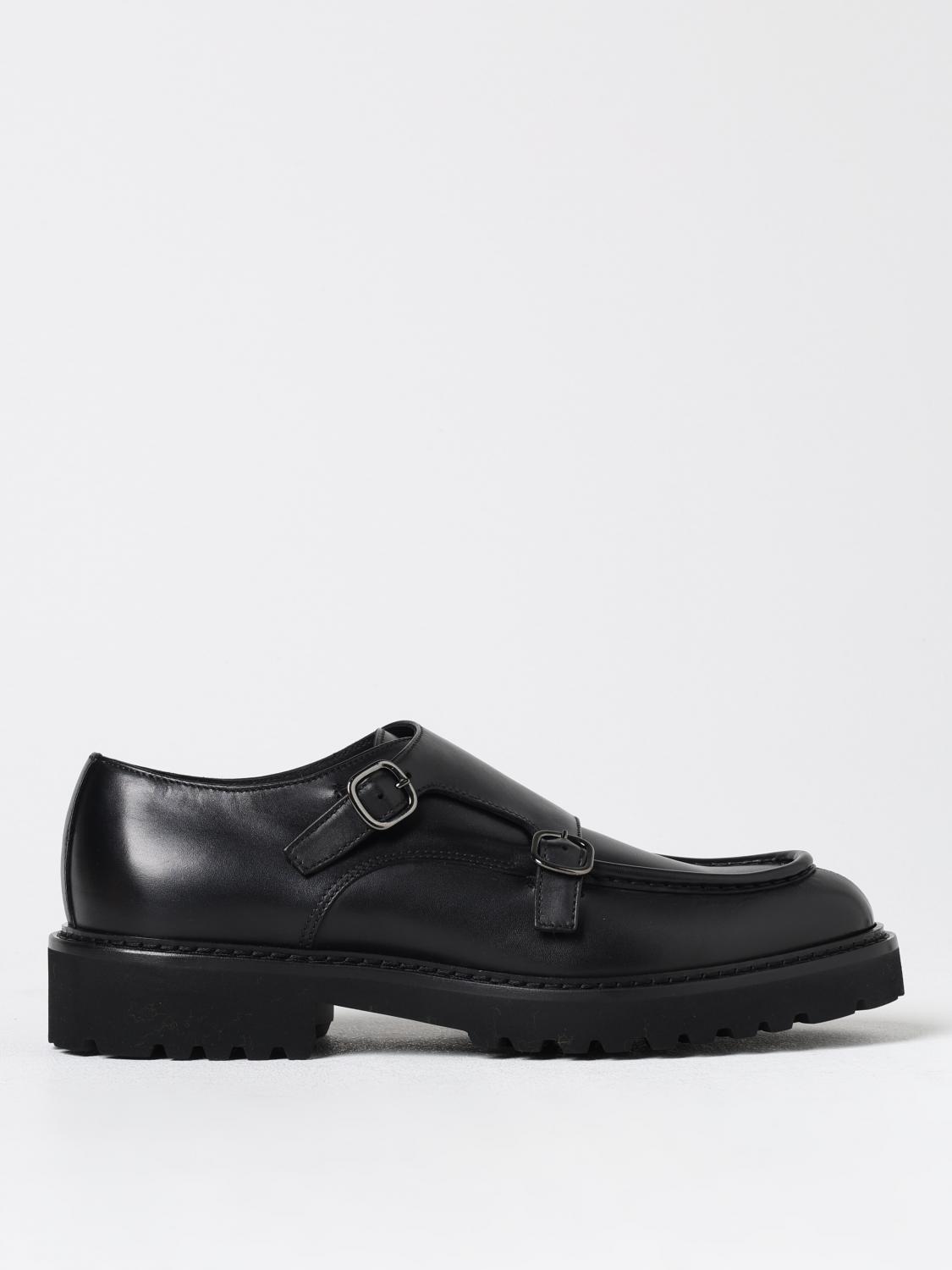 Doucal's Double-buckle Leather Monk Shoes In Schwarz