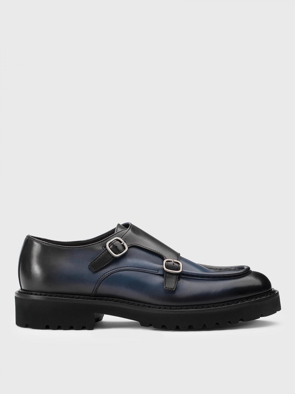 Doucal's Shoe With Double Buckle Edged In Blau