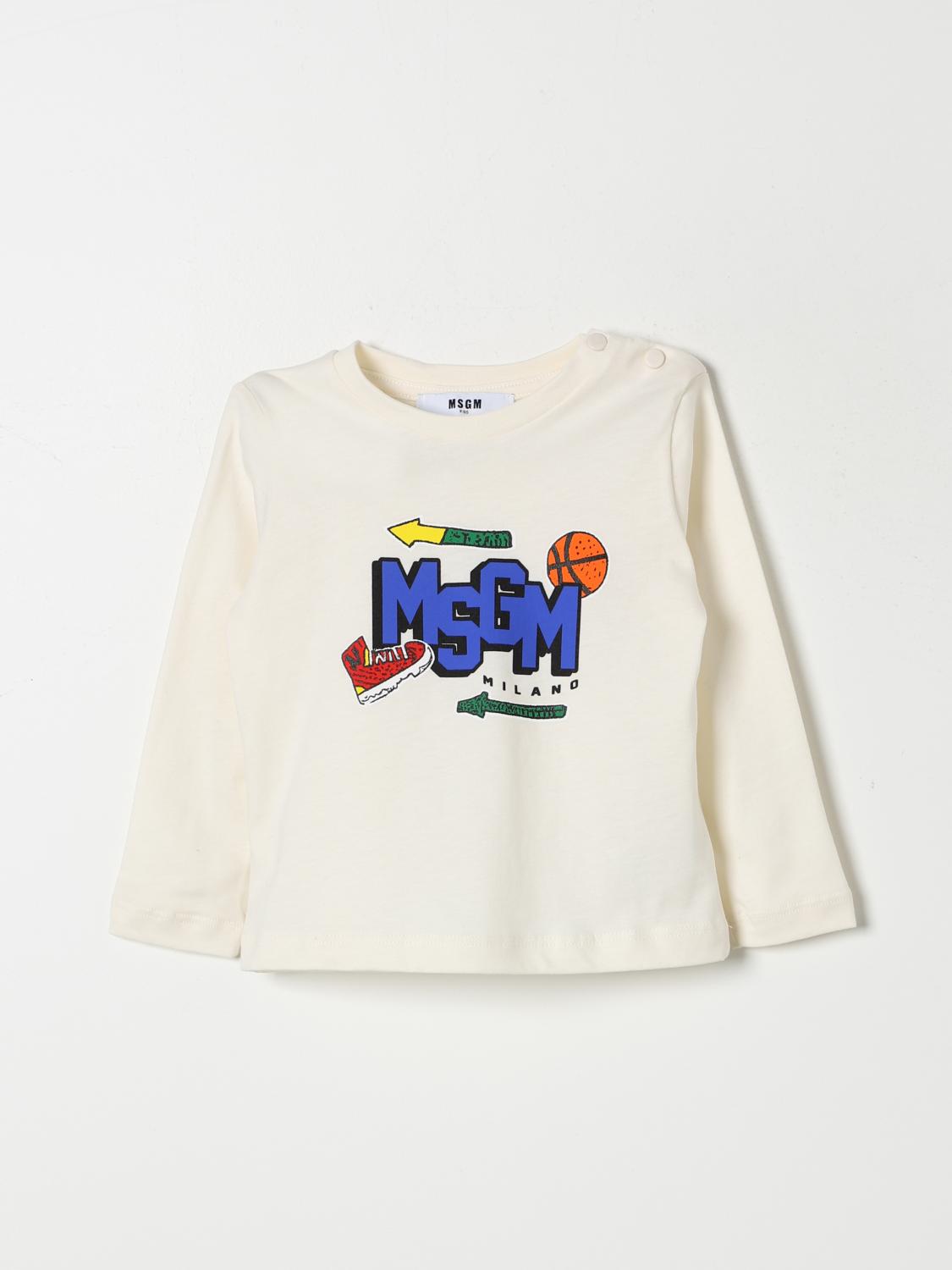 Shop Msgm T-shirt  Kids Kids Color Cream