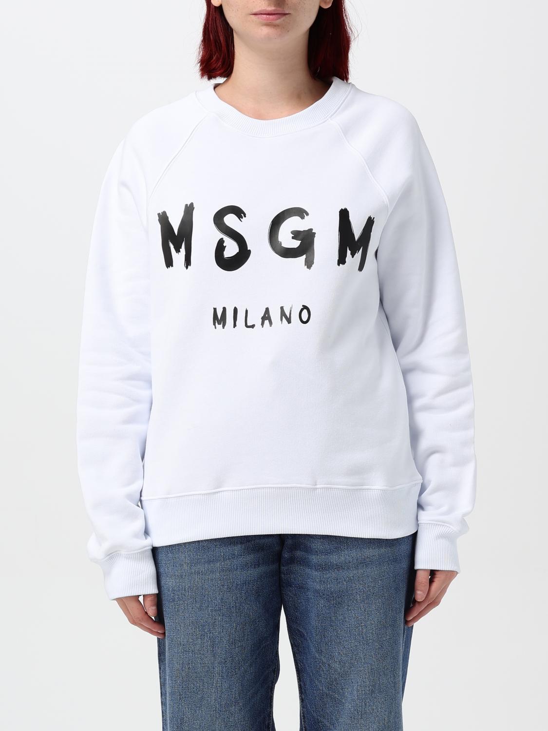 Shop Msgm Sweatshirt  Woman Color White In Weiss