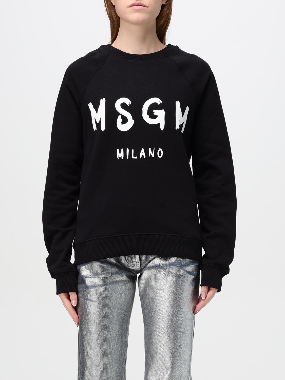 Shop Msgm Sweatshirt  Woman Color Black In Schwarz