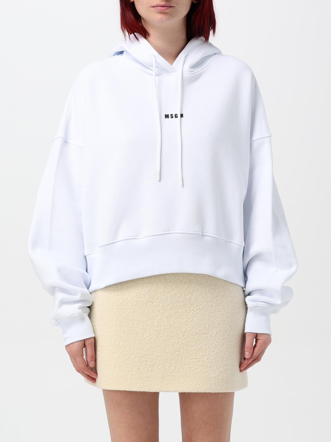 Shop Msgm Sweatshirt  Woman Color White In Weiss