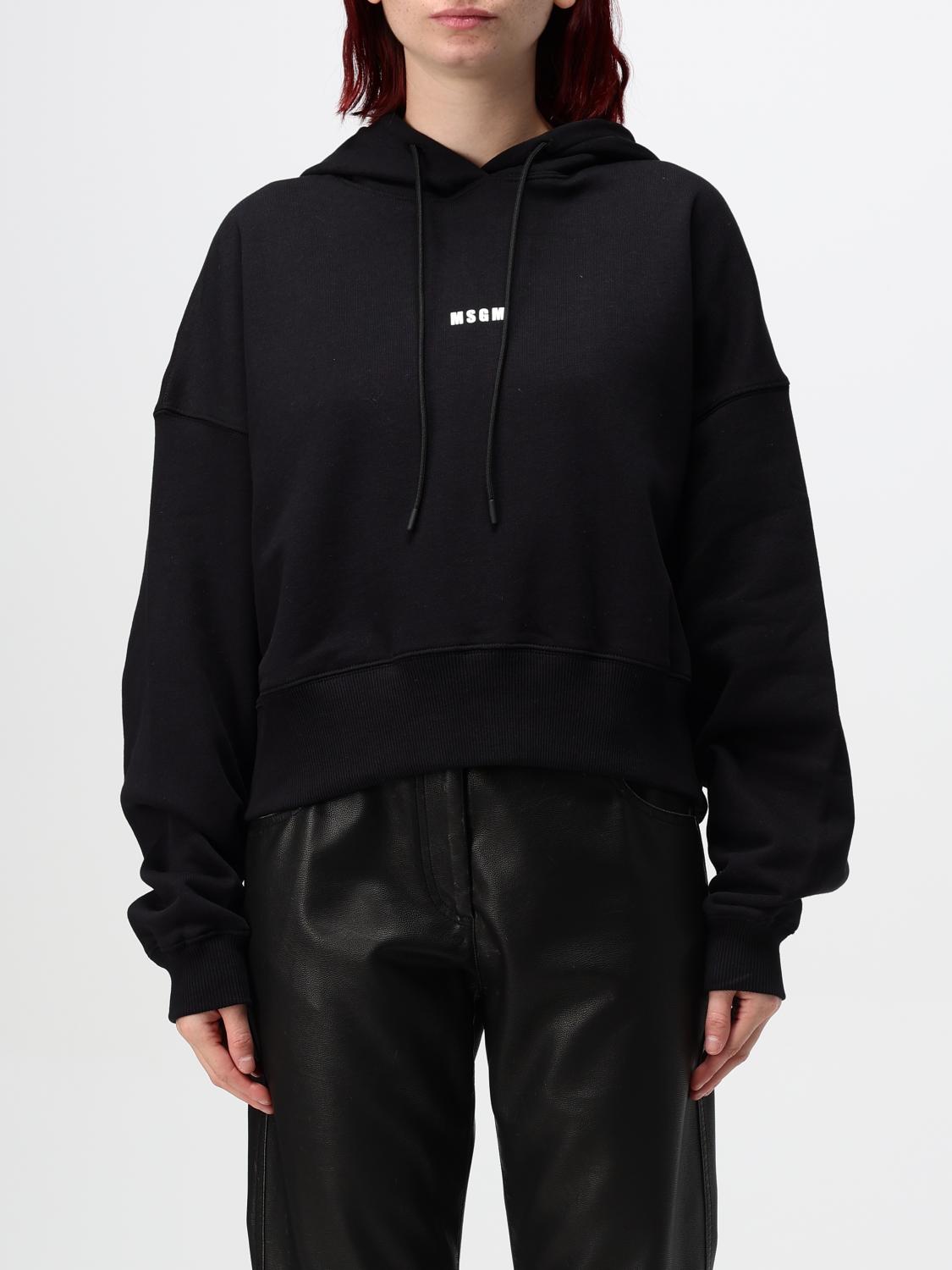 Shop Msgm Sweatshirt  Woman Color Black In Schwarz