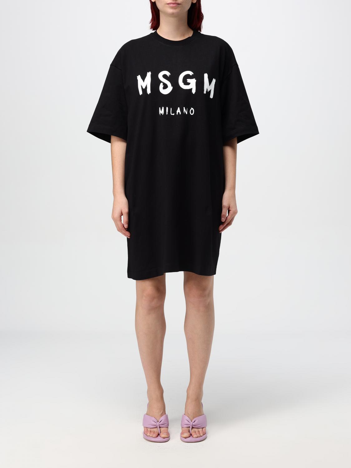 Shop Msgm Dress  Woman Color Black In Schwarz