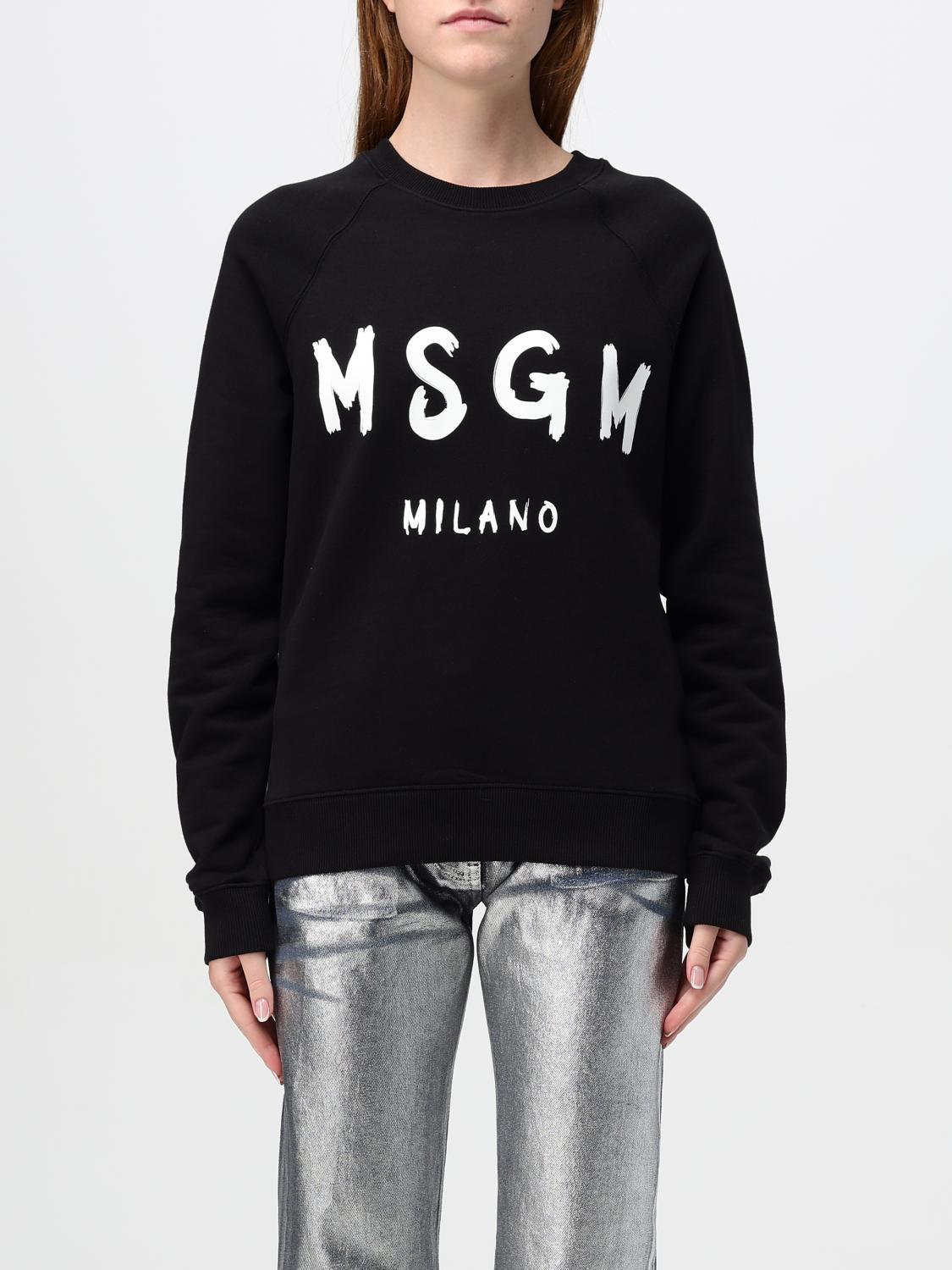 Shop Msgm Sweatshirt  Woman Color Black In Schwarz