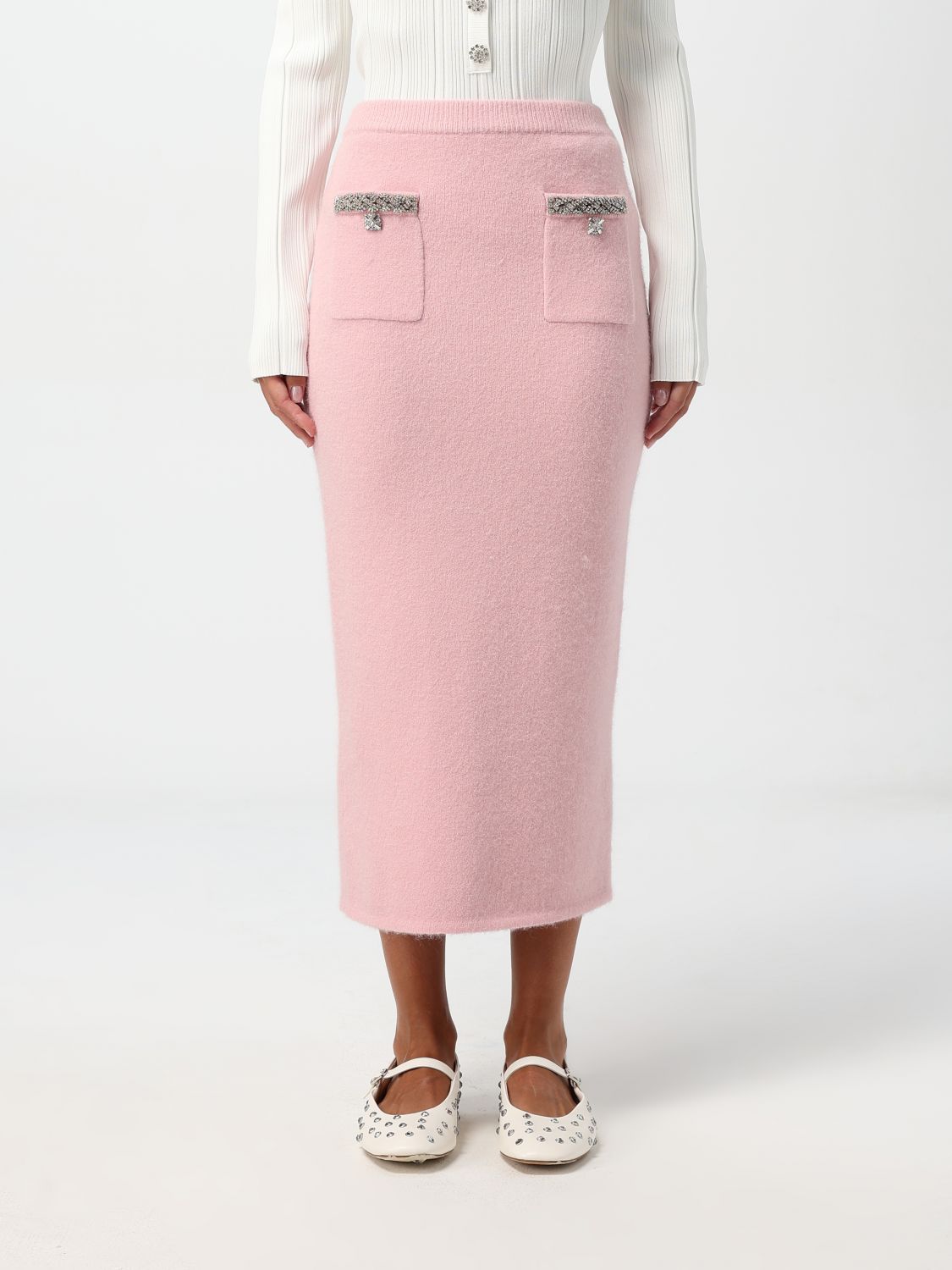 Shop Self-portrait Skirt  Woman Color Pink