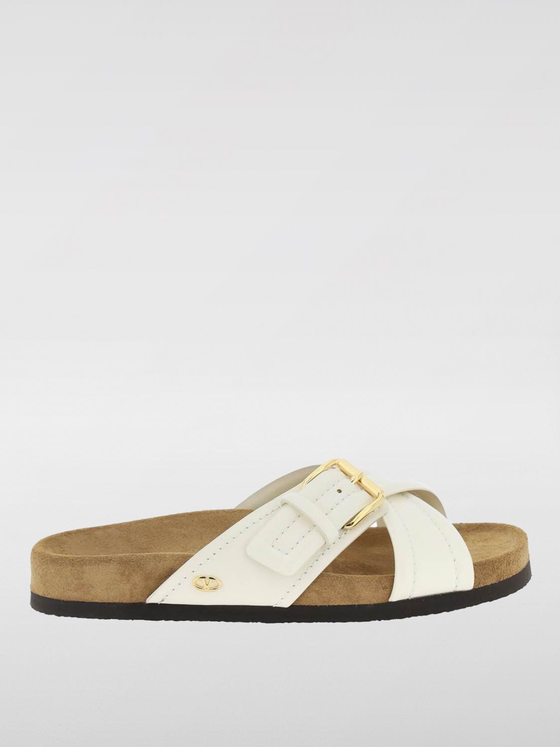 Valentino Garavani Woman Sandals Ivory Size 6 Leather In Weiss