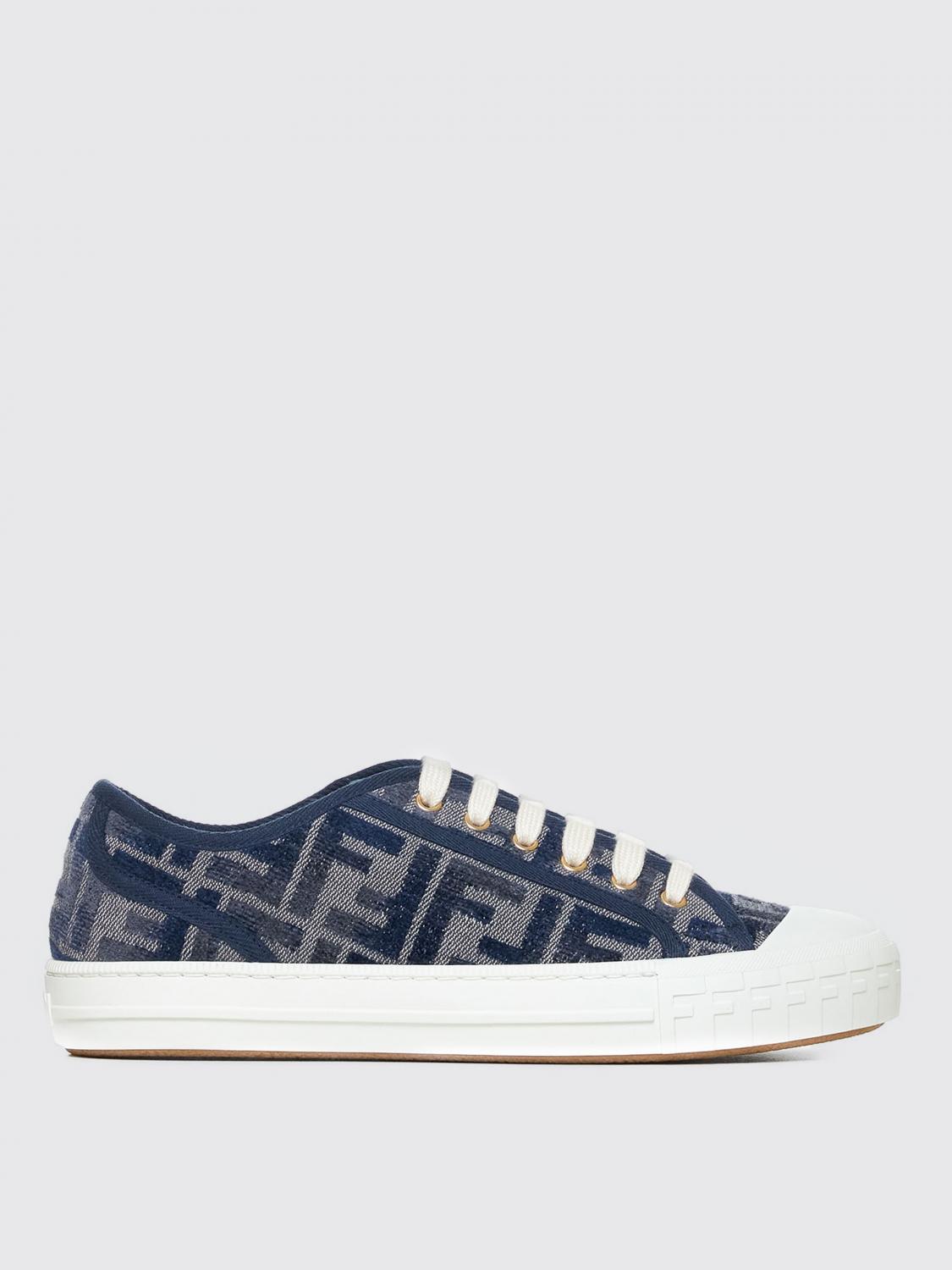 Shop Fendi Sneakers  Woman Color Grey In Grau