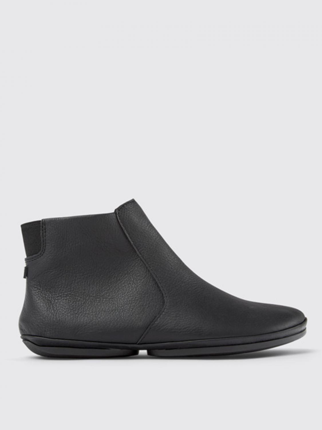 Camper Flat Ankle Boot in Black