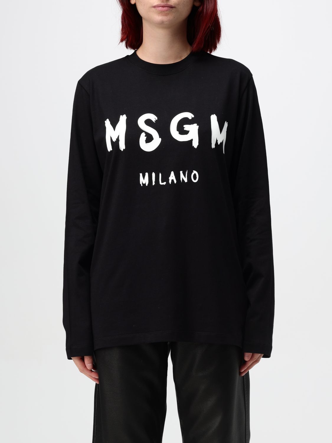 Shop Msgm T-shirt  Woman Color Black In Schwarz