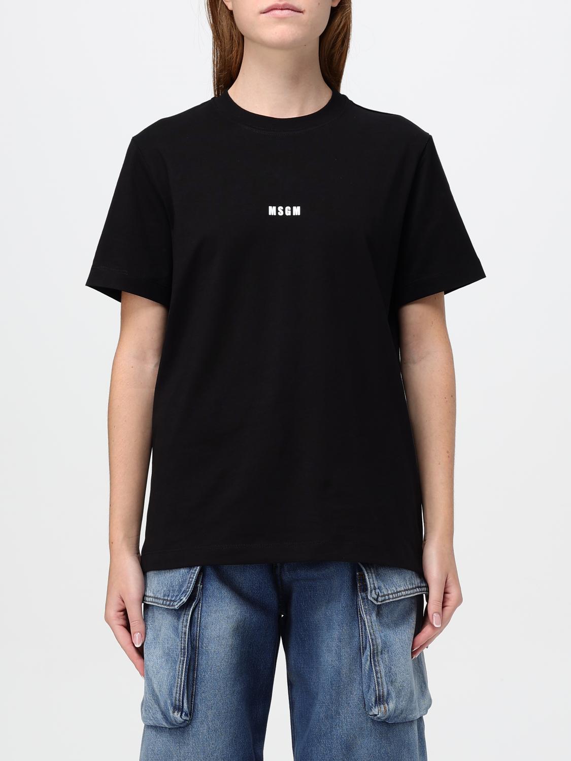 Shop Msgm T-shirt  Woman Color Black In Schwarz