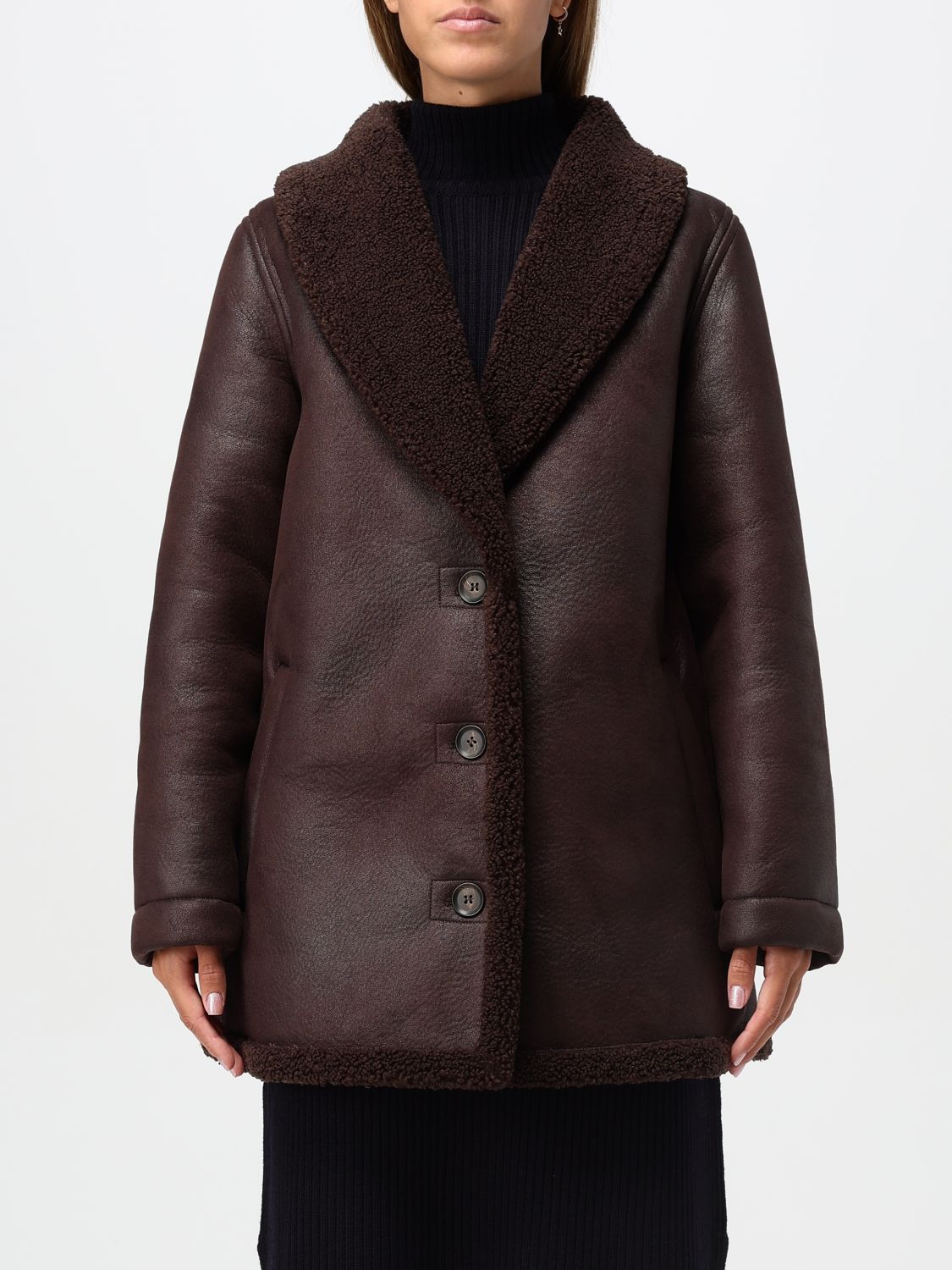 Shop Apc Coat A.p.c. Woman Color Brown In Braun