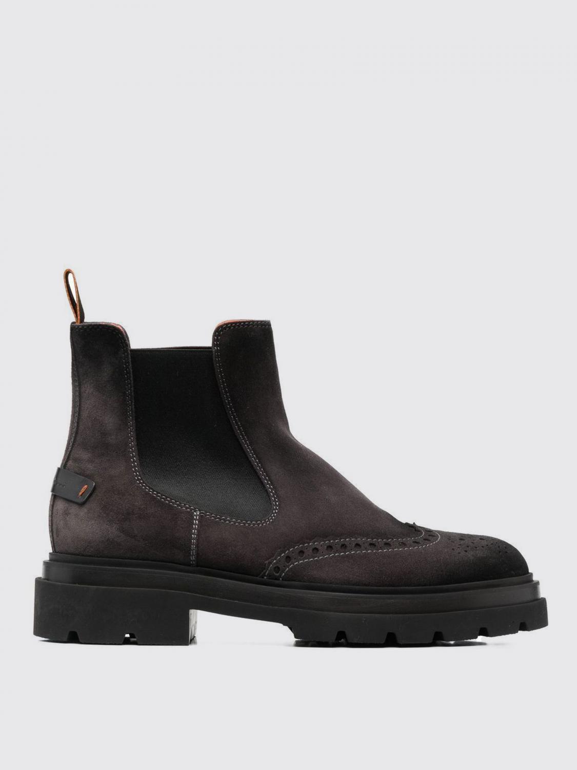 Santoni Side Elasticated-panel Ankle Boots In Grau