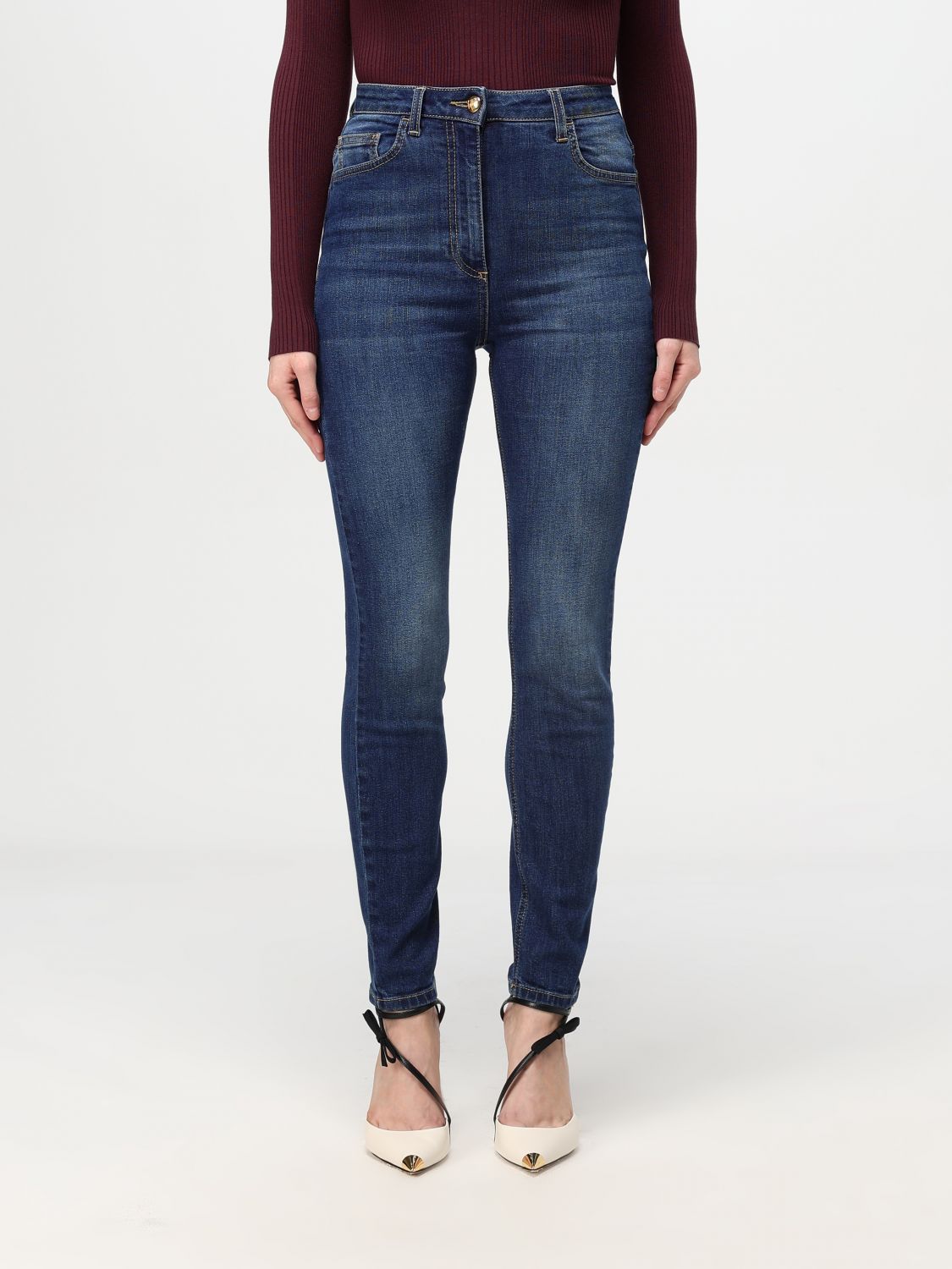 Shop Elisabetta Franchi Jeans  Woman Color Blue In Blau