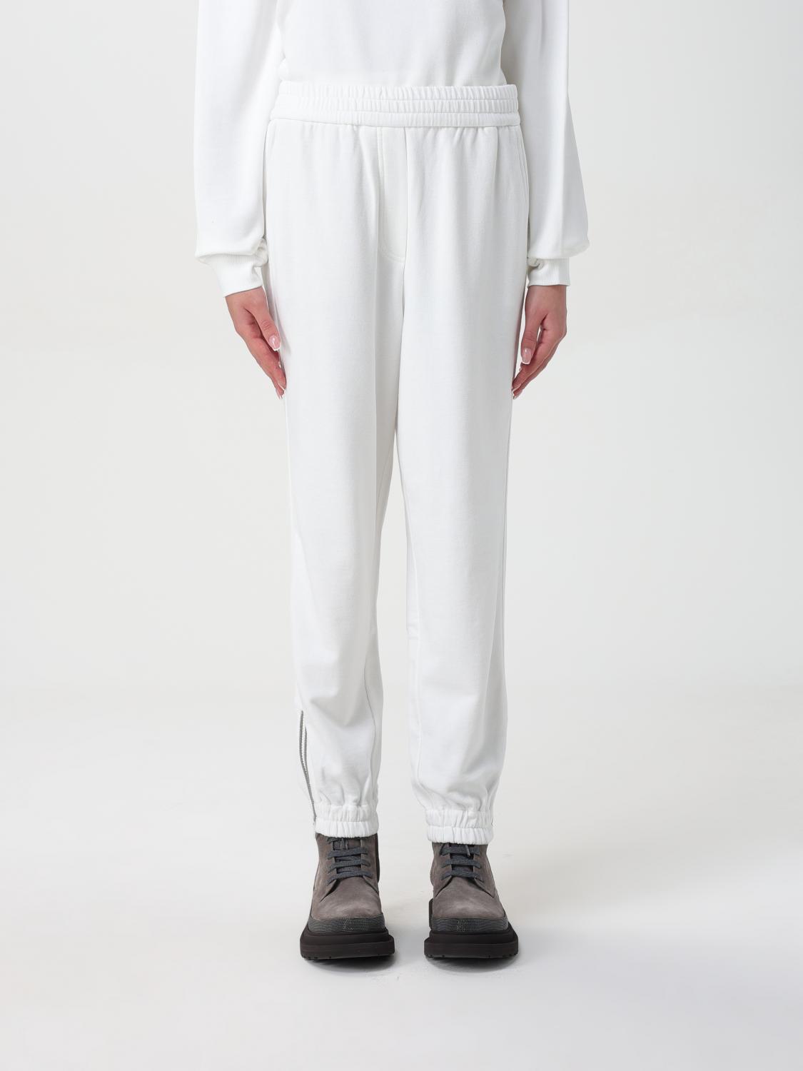 Shop Brunello Cucinelli Pants  Woman Color White In Weiss