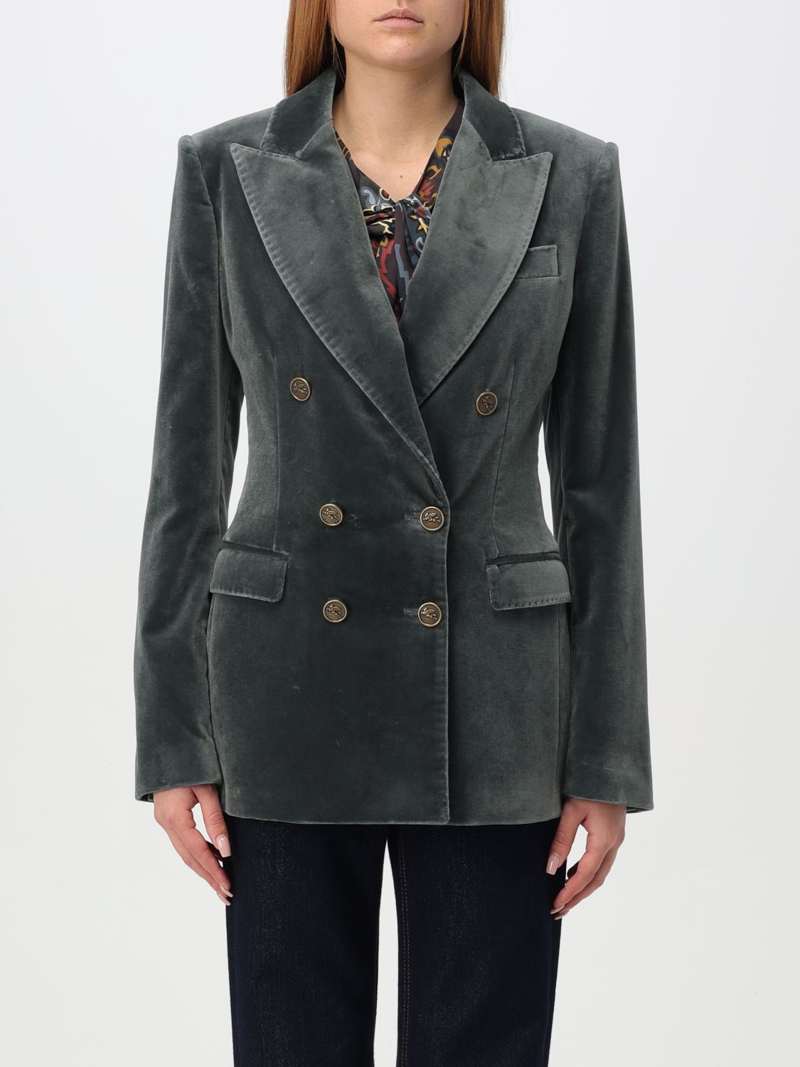 Shop Etro Jacket  Woman Color Grey In Grau