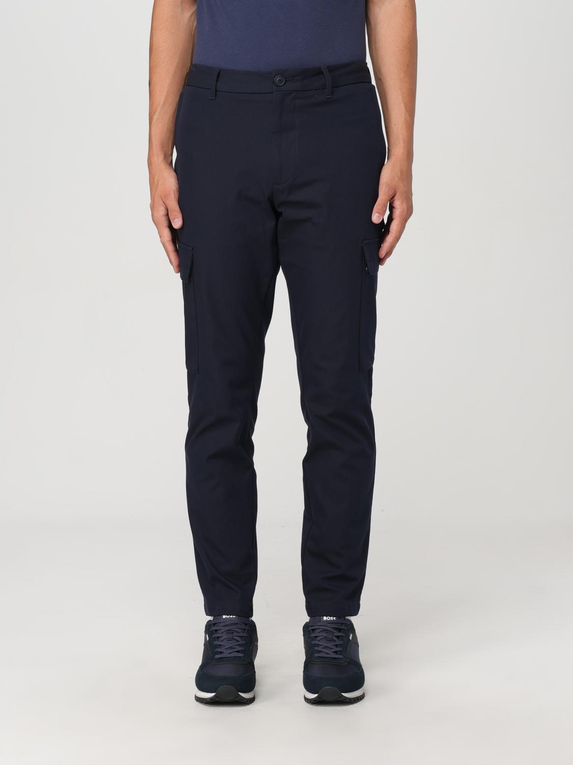 Shop Hugo Boss Pants Boss Men Color Blue In Blau