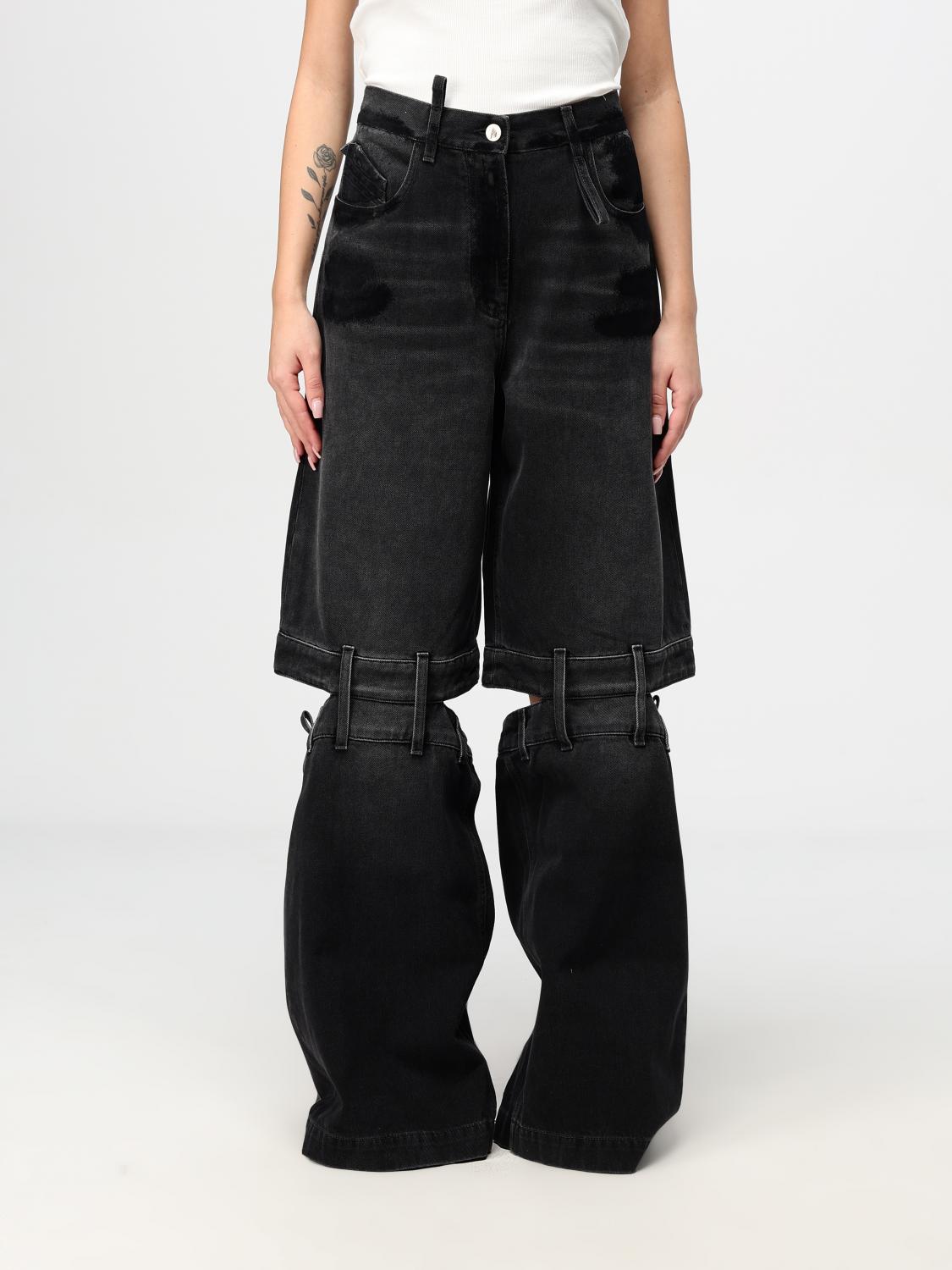 Attico High-rise Wide-leg Jeans Cut-out Detailing In Schwarz