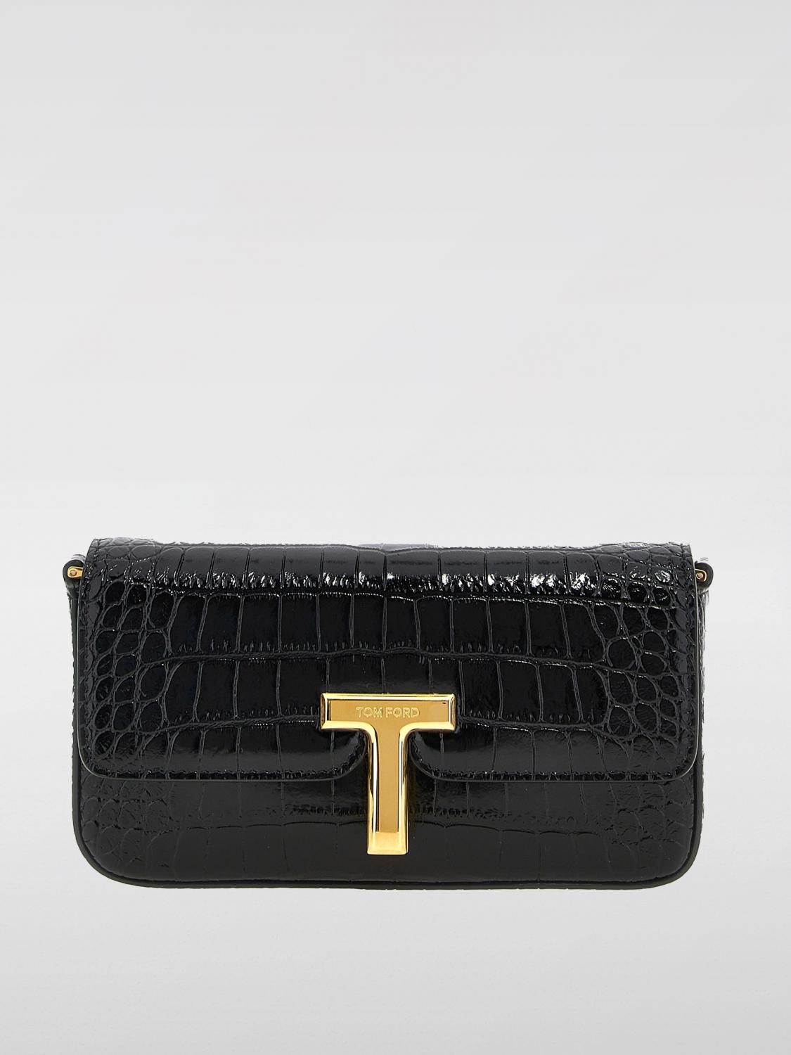 Tom Ford Mini Shoulder Bag In Stamped Crocodile Calf Leather In Black