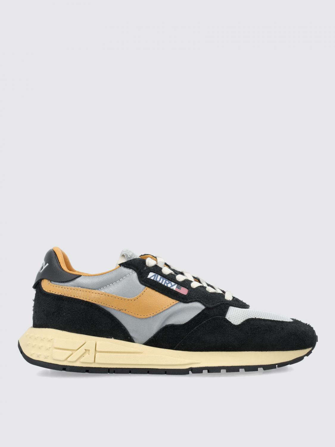 Autry Low Sneaker With Contrast Stitching And Mesh Panels In Schwarz