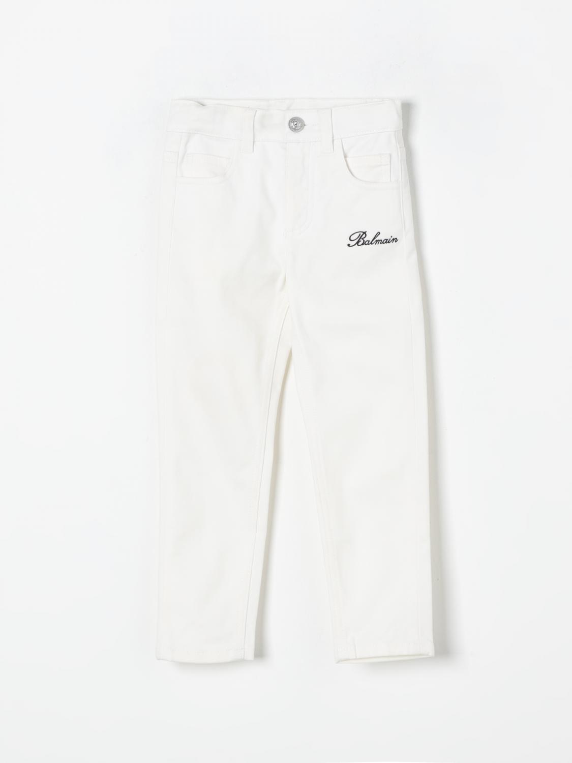 Shop Balmain Jeans  Kids Color Yellow Cream