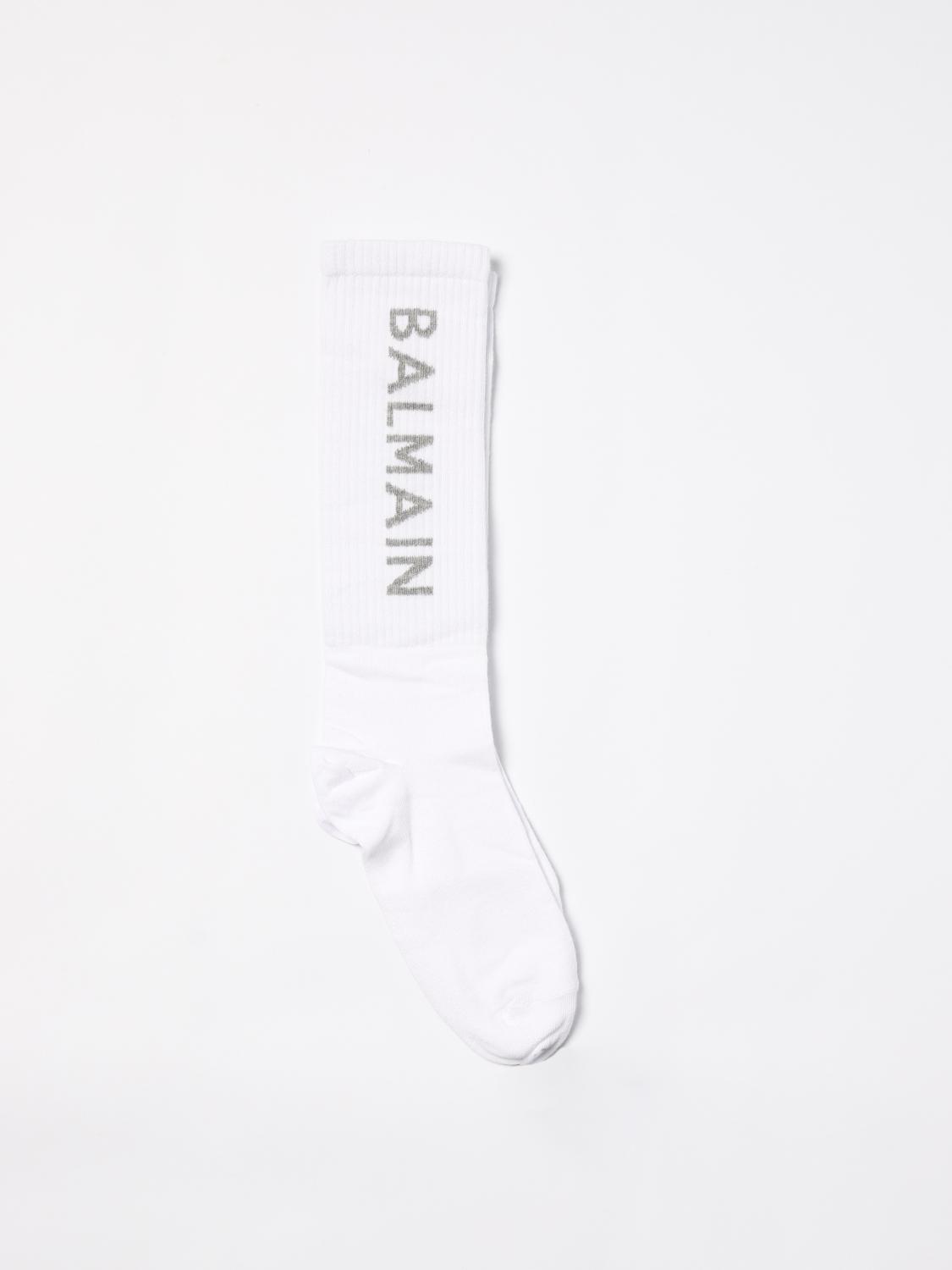 Shop Balmain Socks Baby  Kids Color White In Weiss