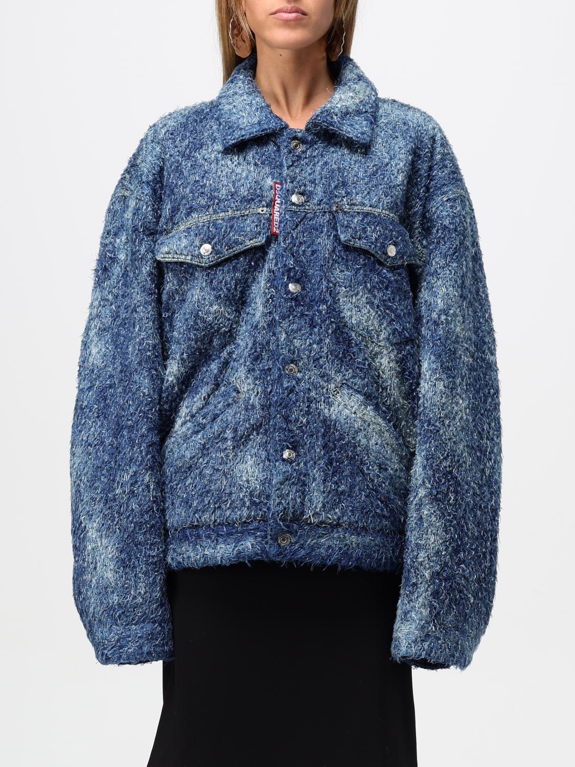 Shop Dsquared2 Jacket  Woman Color Blue In Blau