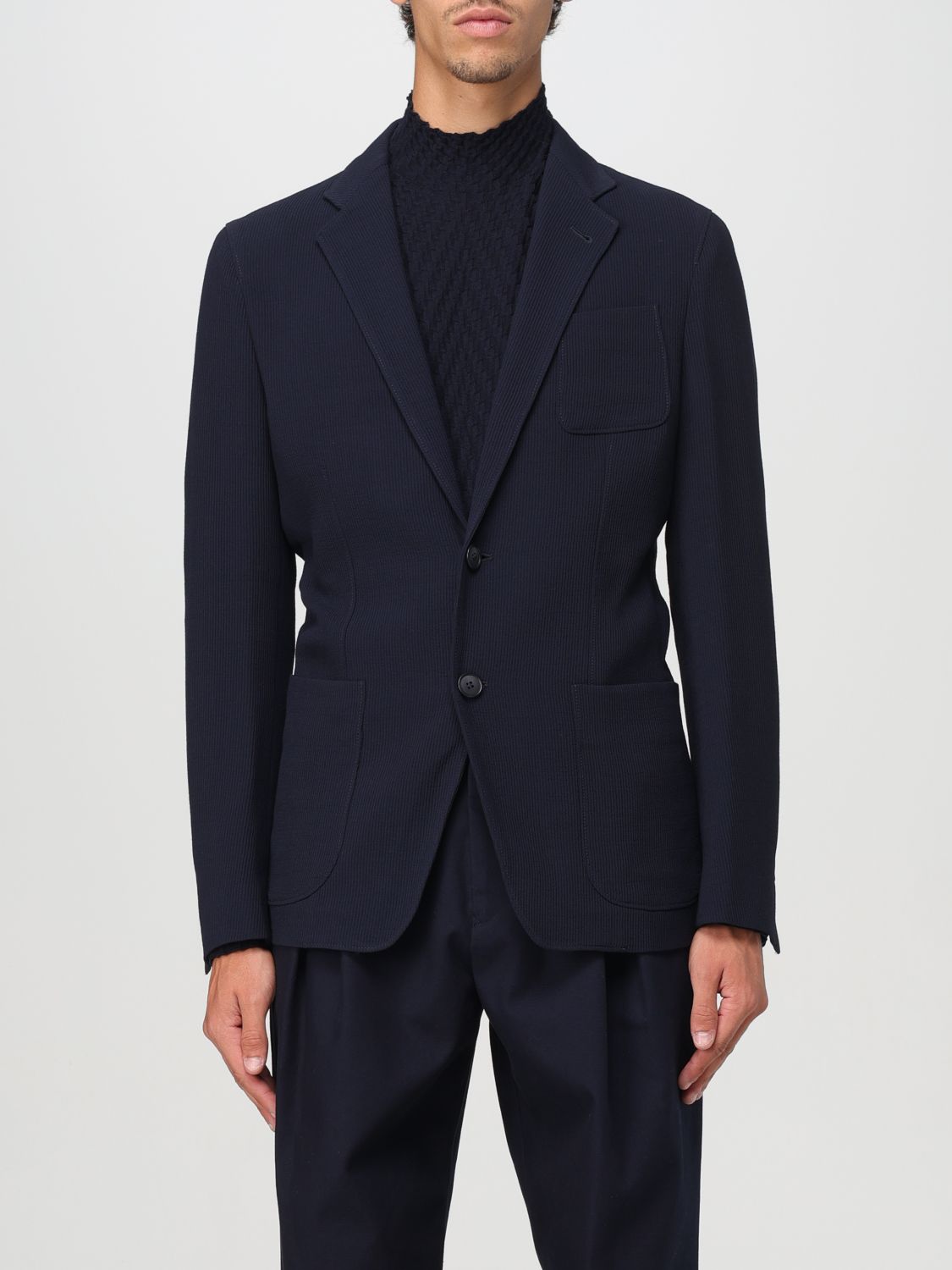 Shop Giorgio Armani Blazer  Men Color Blue In Blau