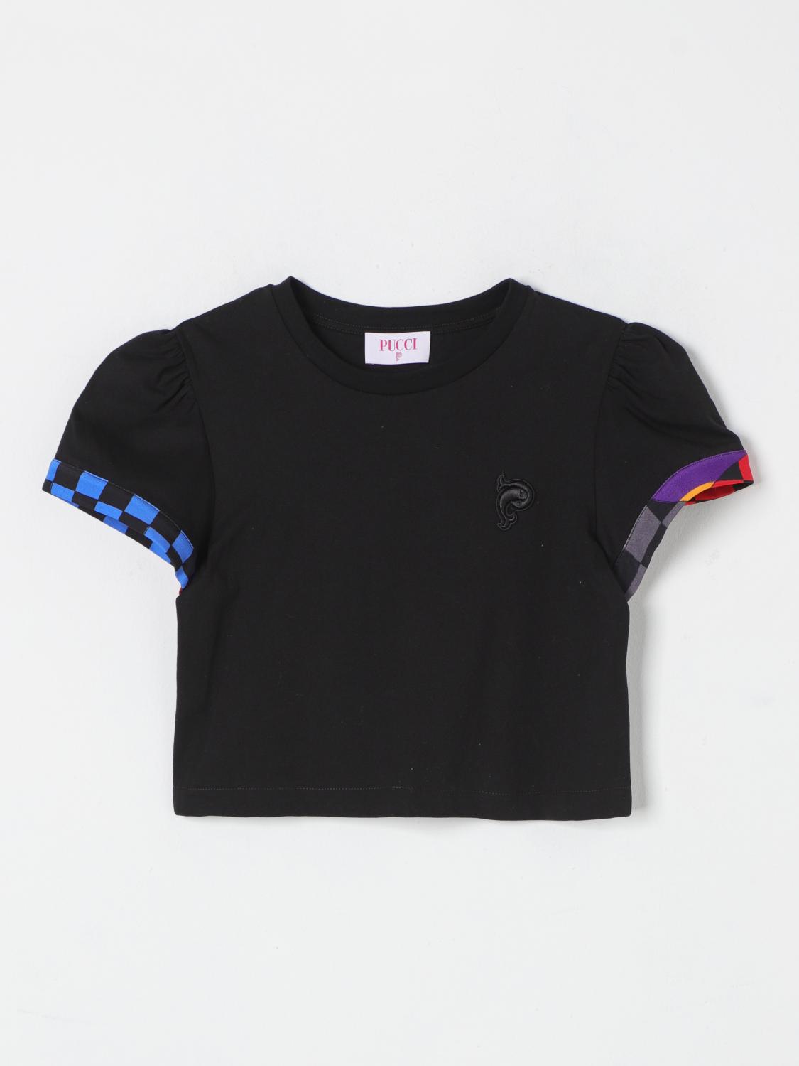 Shop Pucci T-shirt  Kids Color Black In Schwarz