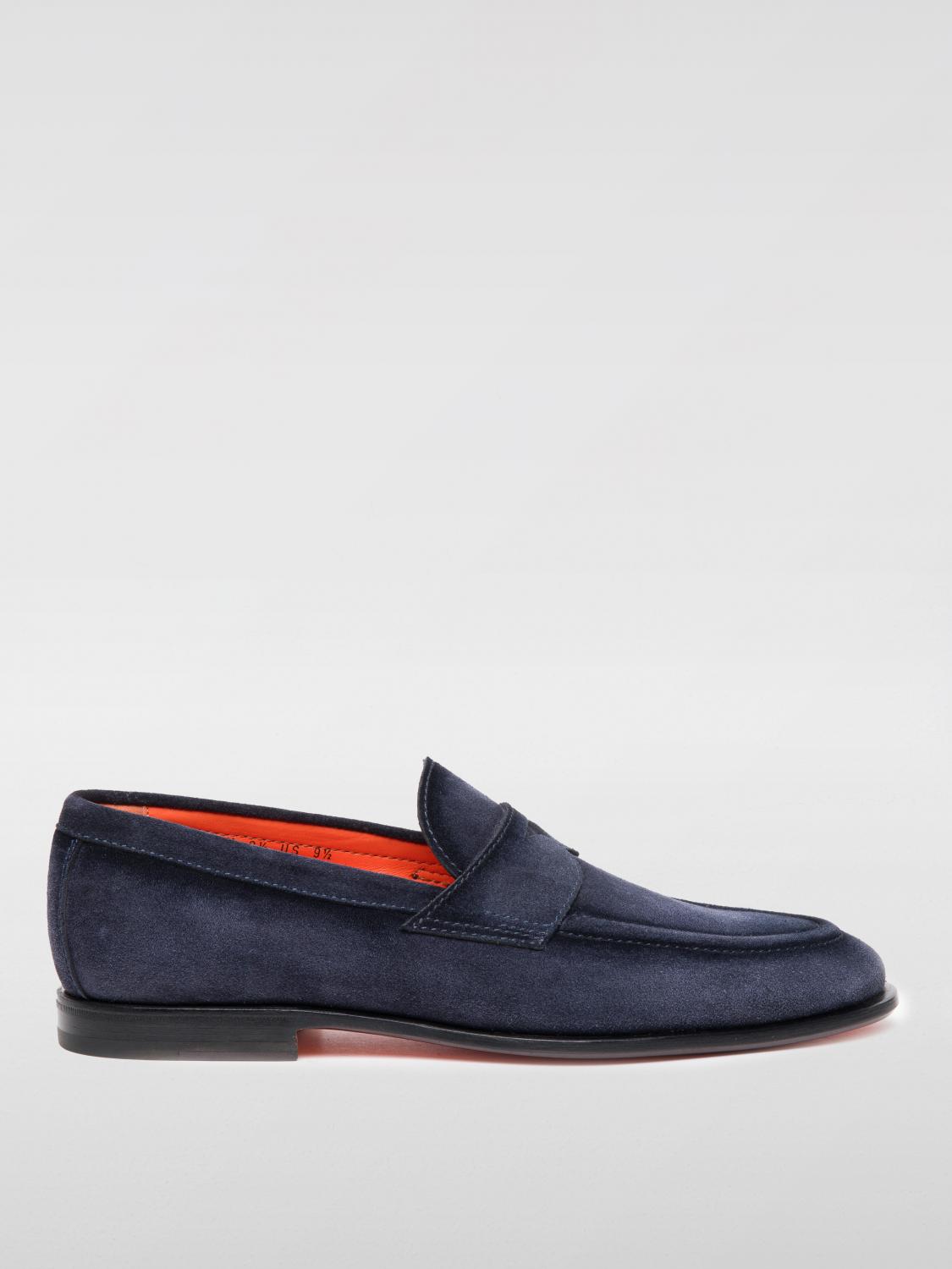 Shop Santoni Loafers  Men Color Blue In Blau